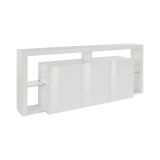 Credenza Willer, Buffet da soggiorno a 3 ante, Madia da salotto, Credenza moderna, Bianco lucido