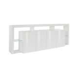 Credenza Wilmer, Buffet da soggiorno a 4 ante, Madia da salotto, Credenza moderna, 220x40h80 cm, Bianco lucido