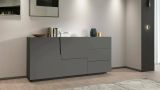 Credenza Xavier, Buffet da soggiorno, Madia da salotto con 2 ante e 3 cassetti, 180x44h86 cm, Antracite
