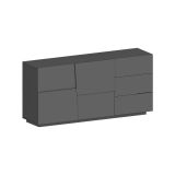 Credenza Xavier, Buffet da soggiorno, Madia da salotto con 2 ante e 3 cassetti, 180x44h86 cm, Antracite