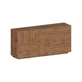 Credenza Xavier, Buffet da soggiorno, Madia da salotto con 2 ante e 3 cassetti, 180x44h86 cm, Rovere