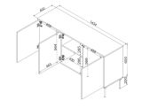 Credenza Xira, Madia da salotto con tre ante battenti e vani interni, Rialzata da terra, 144x40 h80 cm, Beige e Rovere Nodi