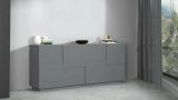 Credenza Yago, Buffet da soggiorno, Madia da salotto moderna con 4 ante, 200x44h86 cm, Antracite