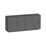 Credenza Yago, Buffet da soggiorno, Madia da salotto moderna con 4 ante, 200x44h86 cm, Antracite