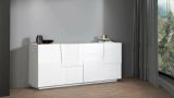 Credenza Yago, Buffet da soggiorno, Madia da salotto moderna con 4 ante, 200x44h86 cm, Bianco lucido