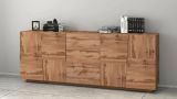 Credenza Yoel, Buffet da soggiorno, Madia da salotto con 4 ante e 3 cassetti, 220x44h86 cm, Rovere