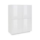 Credenza Zaccaria, Madia da cucina a 4 ante, Buffet da soggiorno, 100% Made in Italy, cm 100x41h126, Bianco lucido