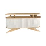 Credenza Zaurak, Buffet da soggiorno, Madia da salotto, Dispensa moderna da cucina, 150x43h75 cm, Quercia e Bianco