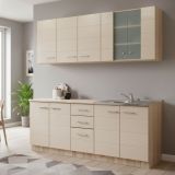 Cucina Beige Marrone Rovere Con cassetti, Elettrodomestici non inclusi, 10 Ante - Ieri