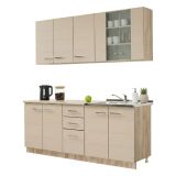 Cucina Beige Marrone Rovere Con cassetti, Elettrodomestici non inclusi, 10 Ante - Ieri