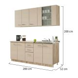 Cucina Beige Marrone Rovere Con cassetti, Elettrodomestici non inclusi, 10 Ante - Ieri