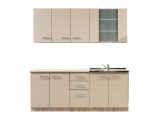 Cucina Beige Marrone Rovere Con cassetti, Elettrodomestici non inclusi, 10 Ante - Ieri