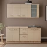 Cucina Beige Marrone Rovere Con cassetti, Elettrodomestici non inclusi, 10 Ante - Ieri