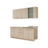 Cucina Beige Marrone Rovere Con cassetti, Elettrodomestici non inclusi, 10 Ante - Ieri