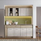 Cucina Beige Marrone Rovere Con cassetto, Elettrodomestici non inclusi, 8 Ante - Interamna