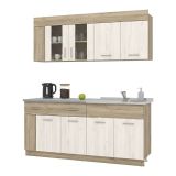 Cucina Beige Marrone Rovere Con cassetto, Elettrodomestici non inclusi, 8 Ante - Interamna