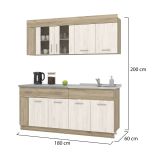 Cucina Beige Marrone Rovere Con cassetto, Elettrodomestici non inclusi, 8 Ante - Interamna