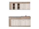 Cucina Beige Marrone Rovere Con cassetto, Elettrodomestici non inclusi, 8 Ante - Interamna