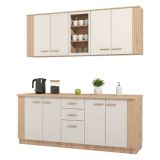 Cucina Beige Marrone Rovere Nodi Con cassetti, Elettrodomestici non inclusi, 9 Ante - Ghemme
