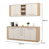 Cucina Beige Marrone Rovere Nodi Con cassetti, Elettrodomestici non inclusi, 9 Ante - Ghemme