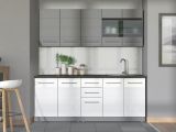 Cucina Bianco Grigio Con cassetti, Elettrodomestici non inclusi, 10 Ante - Zambana