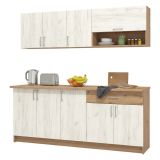 Cucina Bianco Larice Marrone Rovere Con cassetto, Elettrodomestici non inclusi, 9 Ante - Surano