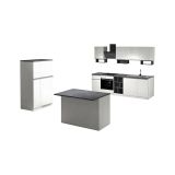 Cucina Bianco Lucido Grigio Ardesia 29 Ripiani 3 Cassetti, 32 Vani Made in Italy - Balme
