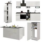 Cucina Bianco Lucido Grigio Ardesia Componibile Con cassetti, Elettrodomestici non inclusi, Made in Italy - Balme
