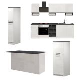 Cucina Bianco Lucido Grigio Ardesia Componibile Con cassetti, Elettrodomestici non inclusi, Made in Italy - Balme