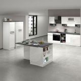 Cucina Bianco Lucido Grigio Ardesia Composizione Con cassetti, Elettrodomestici non inclusi, Made in Italy - Balme
