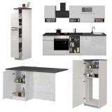 Cucina Bianco Lucido Grigio Ardesia Composizione Con cassetti, Elettrodomestici non inclusi, Made in Italy - Balme