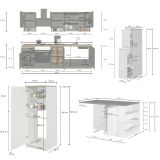 Cucina Bianco Lucido Grigio Ardesia Composizione Con cassetti, Elettrodomestici non inclusi, Made in Italy - Balme