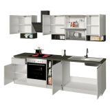 Cucina Bianco Lucido Grigio Ardesia Composizione Con cassetti, Elettrodomestici non inclusi, Made in Italy - Balme