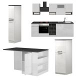 Cucina Bianco Lucido Grigio Ardesia Composizione Con cassetti, Elettrodomestici non inclusi, Made in Italy - Balme