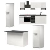 Cucina Bianco Lucido Grigio Ardesia Con cassetti, Elettrodomestici non inclusi, 12 Ante Made in Italy - Balme