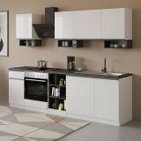 Cucina Bianco Lucido Grigio Ardesia Con cassetti, Elettrodomestici non inclusi, 7 Ante Made in Italy - Attimis