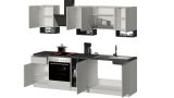 Cucina Bianco Lucido Grigio Ardesia Con cassetti, Elettrodomestici non inclusi, 7 Ante Made in Italy - Attimis
