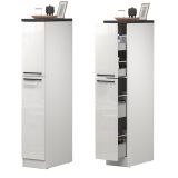 Cucina Bianco Lucido Grigio Ardesia Con cassetti, Elettrodomestici non inclusi, Made in Italy - Balme