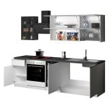 Cucina Bianco Lucido Grigio Ardesia Con cassetti, Elettrodomestici non inclusi, Made in Italy - Balme