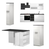 Cucina Bianco Lucido Grigio Ardesia Con cassetti, Elettrodomestici non inclusi, Made in Italy - Balme