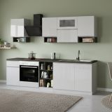 Cucina Bianco Lucido Grigio Ardesia Con cassetti, Elettrodomestici non inclusi, Modulabile Made in Italy - Attiko