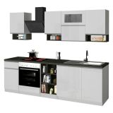 Cucina Bianco Lucido Grigio Ardesia Con cassetti, Elettrodomestici non inclusi, Modulabile Made in Italy - Attiko