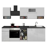 Cucina Bianco Lucido Grigio Ardesia Con cassetti, Elettrodomestici non inclusi, Modulabile Made in Italy - Attiko