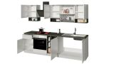 Cucina Bianco Lucido Grigio Ardesia Con cassetti, Elettrodomestici non inclusi, Modulabile Made in Italy - Attiko