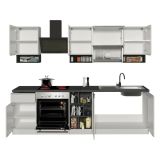 Cucina Bianco Lucido Grigio Ardesia Con cassetti, Elettrodomestici non inclusi, Modulabile Made in Italy - Attiko