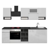 Cucina Bianco Lucido Grigio Ardesia Con cassetti, Elettrodomestici non inclusi, Modulabile Made in Italy - Attiko