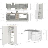 Cucina Bianco Lucido Grigio Ardesia Modulabile 29 Ripiani, 3 Cassetti Made in Italy - Balme