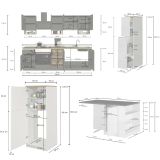 Cucina Bianco Lucido Grigio Ardesia Modulabile 29 Ripiani, 3 Cassetti Made in Italy - Balme