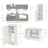 Cucina Bianco Lucido Grigio Ardesia Modulabile 29 Ripiani, 3 Cassetti Made in Italy - Balme