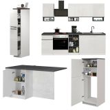 Cucina Bianco Lucido Grigio Ardesia Modulabile Con cassetti, Elettrodomestici non inclusi, Made in Italy - Balme